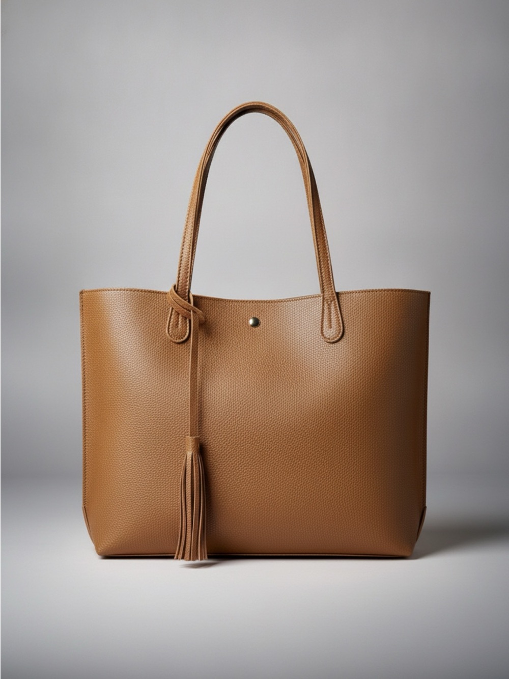 Tassel Tote Bag in Dark Tan / Light Brown - Unknown brand